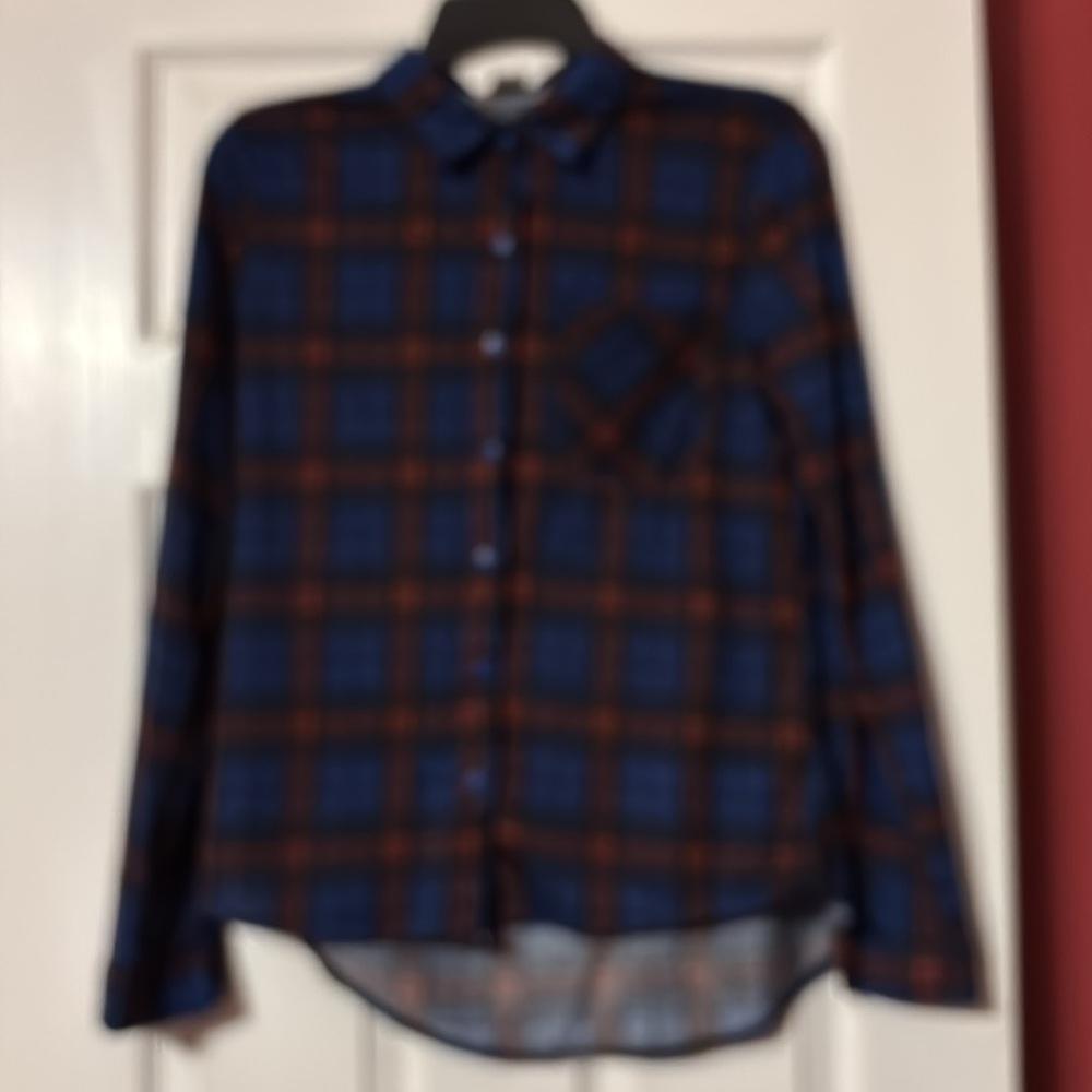 Passport Plaid button down Shirt - Red and Blue size small